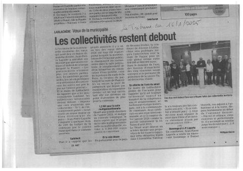 Les voeux de la mairie diffusés par la Tribune le 16/1/2025