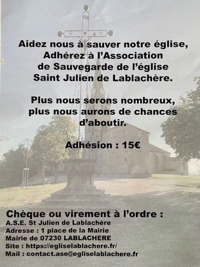 L'Association de Sauvegarde de l'Eglise St Julien communique :