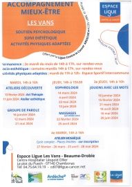 Programme d'accompagnement proposé par la Ligue contre le cancer Ardèche