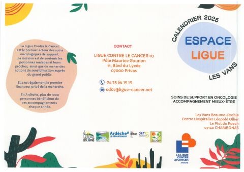 Ligue contre le cancer - soins de support et d'accompagnement - 1er semestre 2025